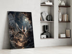Icarus Falling Through Moonlit Clouds Glass Wall Art