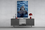 Woman Rising from the Sea Impasto Glass Wall Art