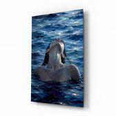 Woman Rising from the Sea Impasto Glass Wall Art