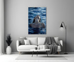 Woman Rising from the Sea Impasto Glass Wall Art