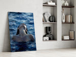 Woman Rising from the Sea Impasto Glass Wall Art