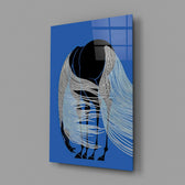 Horse with Flowing Mane Line Art on Blue Glass Wall Art