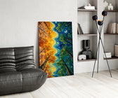 Autumn and Night Forest Swirl Post-Impressionist Glass Wall Art