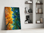 Autumn and Night Forest Swirl Post-Impressionist Glass Wall Art