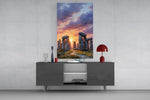 Stonehenge at Sunset Painterly Landscape Glass Wall Art