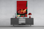 Roulette Wheel and Chess King Casino Illustration Glass Wall Art