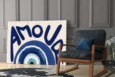 Amour Evil Eye Typography Glass Wall Art