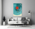 Vinyl Record Koi Pond Surreal Glass Wall Art