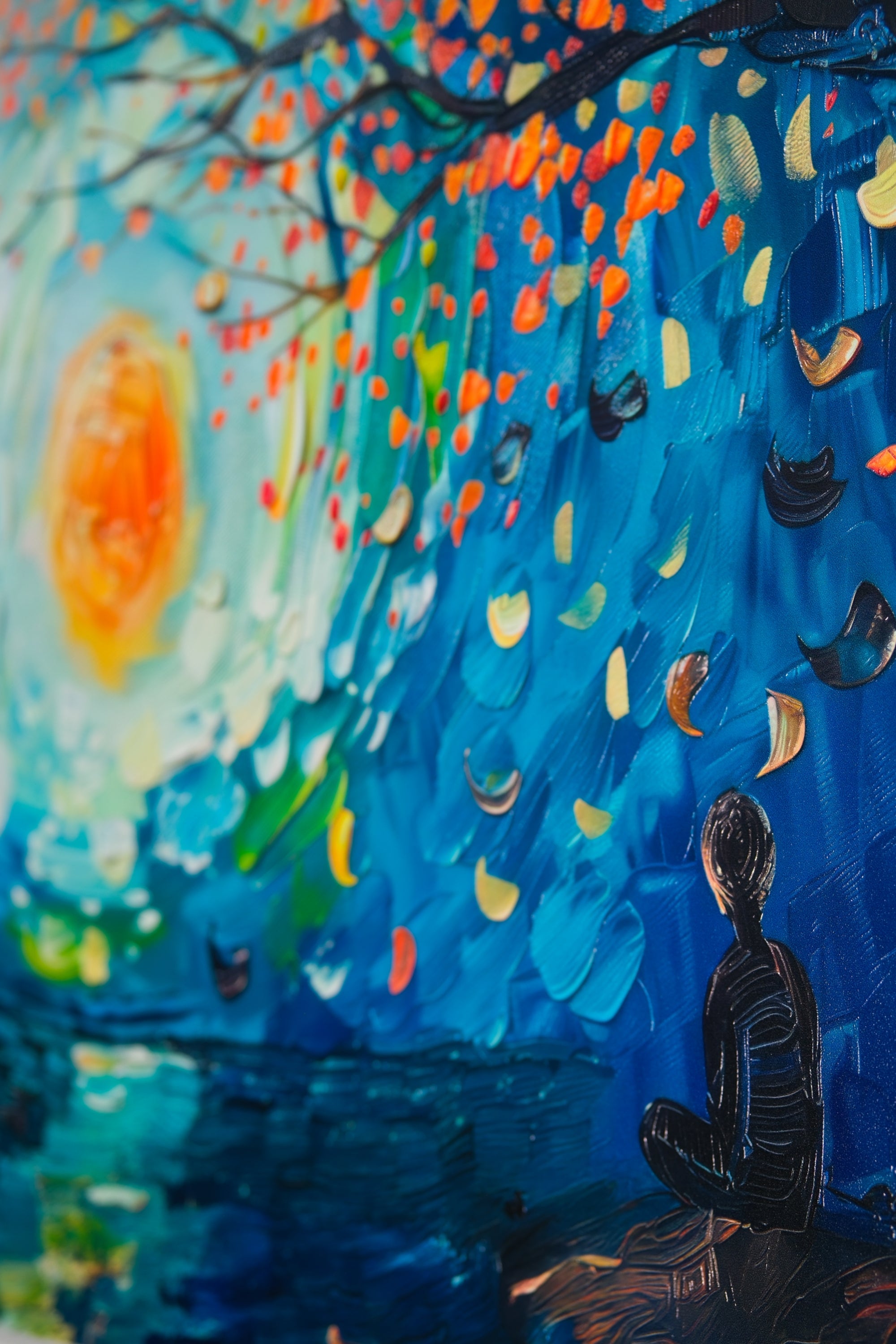 Dolunay Serenadı – 3D Kabartmalı Parlak Lak Alüminyum Tablo