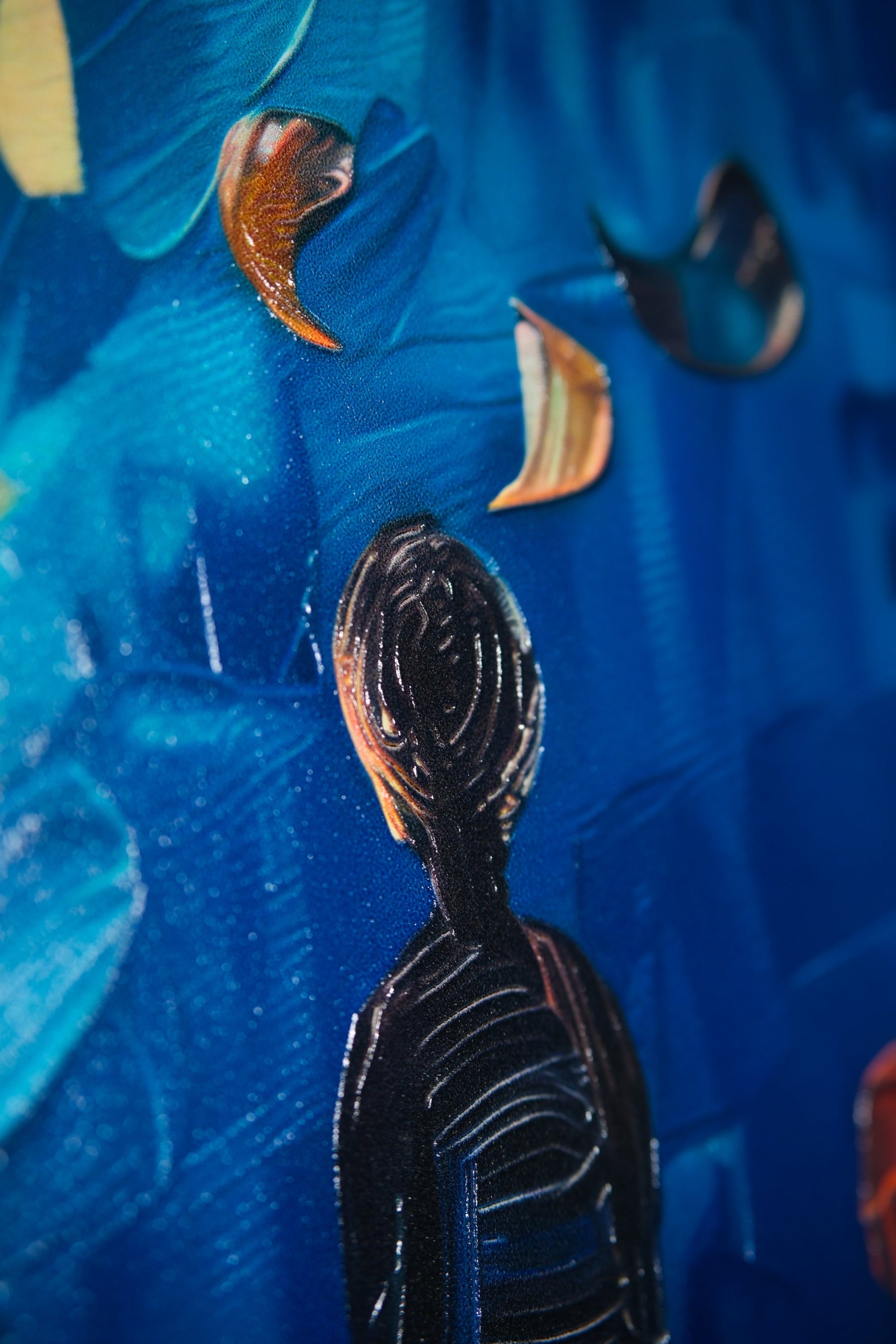 Dolunay Serenadı – 3D Kabartmalı Parlak Lak Alüminyum Tablo