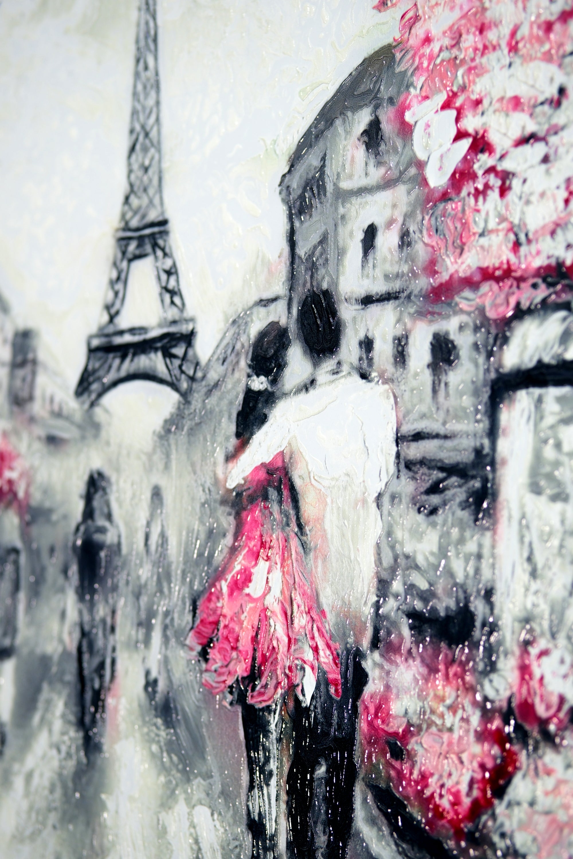 Paris in Bloom – 3D Kabartmalı, Yüksek Parlak Laklı Alüminyum Tablo