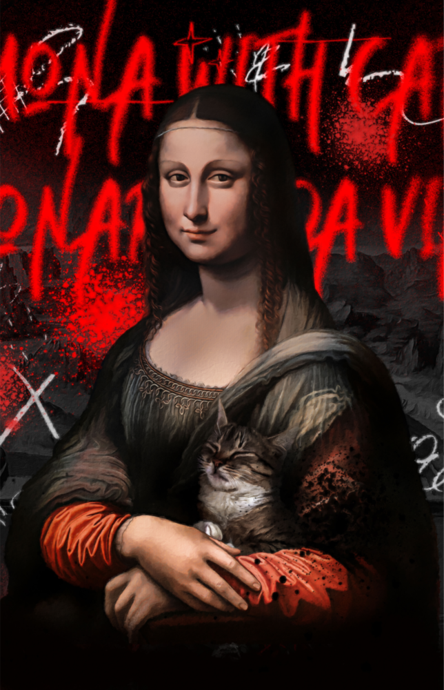 Mona Lisa, Kedi Sever Cam Tablo || Tasarımcı Koleksiyonu