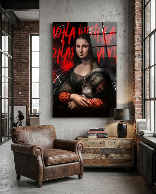 Mona Lisa, Kedi Sever Cam Tablo || Tasarımcı Koleksiyonu