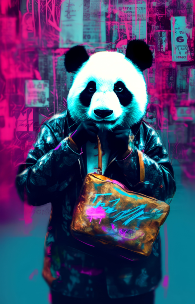 Alışverişçi Panda Cam Tablo || Tasarımcı Koleksiyonu