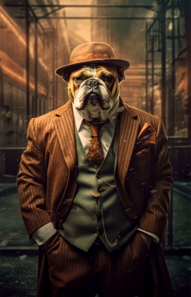 Takım Elbiseli Bulldog Cam Tablo || Tasarımcı Koleksiyonu