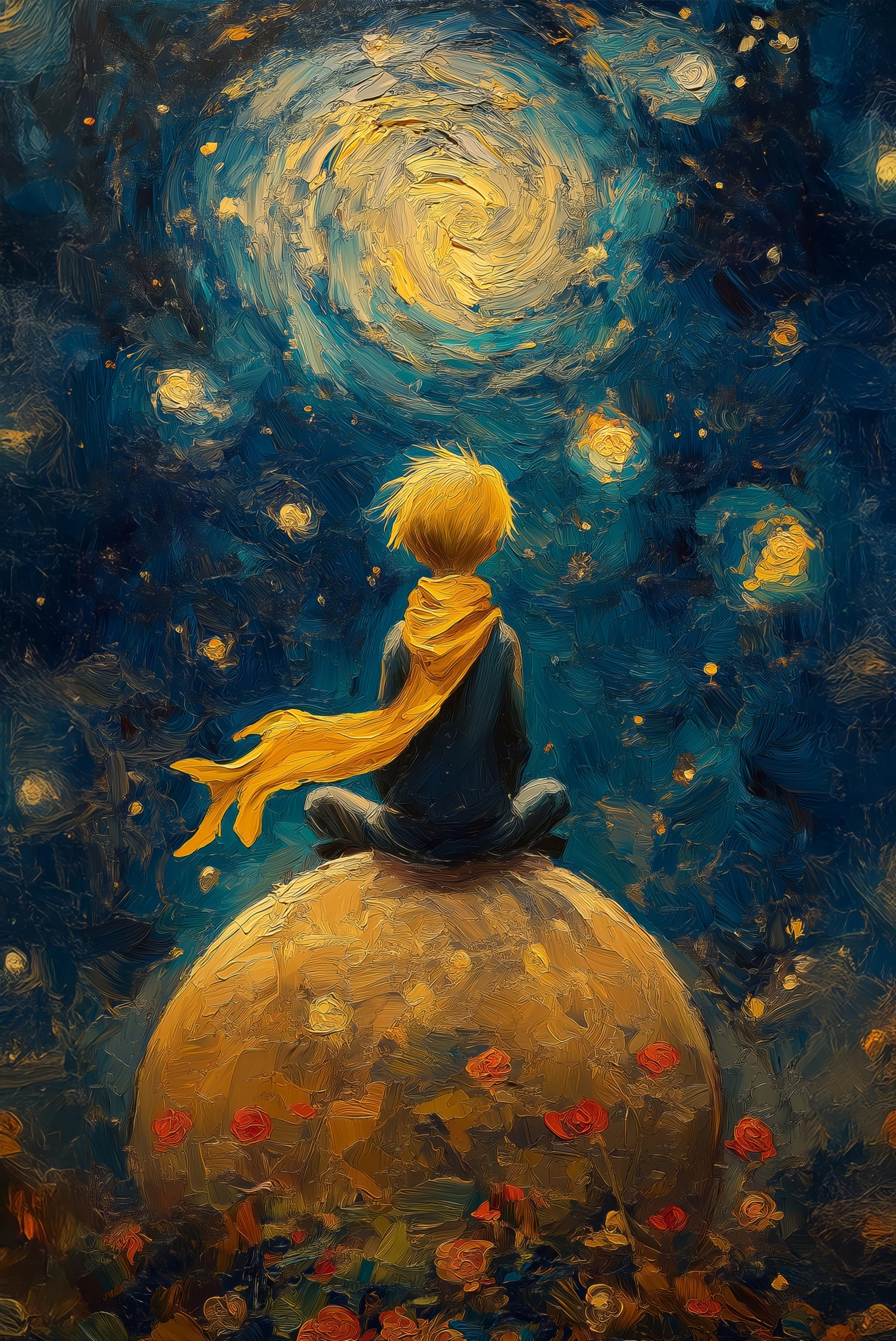 Starlit Wanderer – 3D Kabartmalı Parlak Lak Alüminyum Tablo