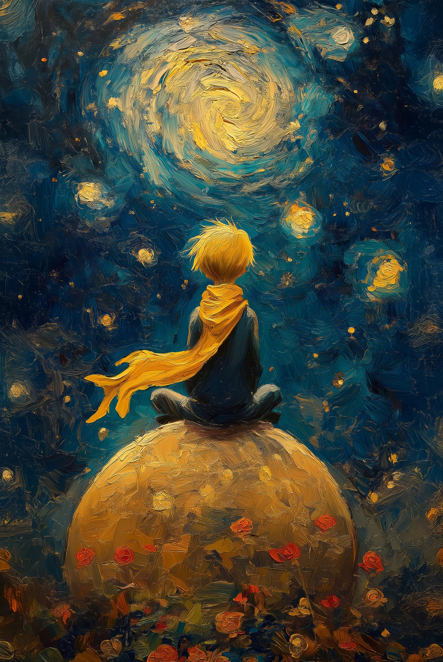 Starlit Wanderer – 3D Kabartmalı Parlak Lak Alüminyum Tablo