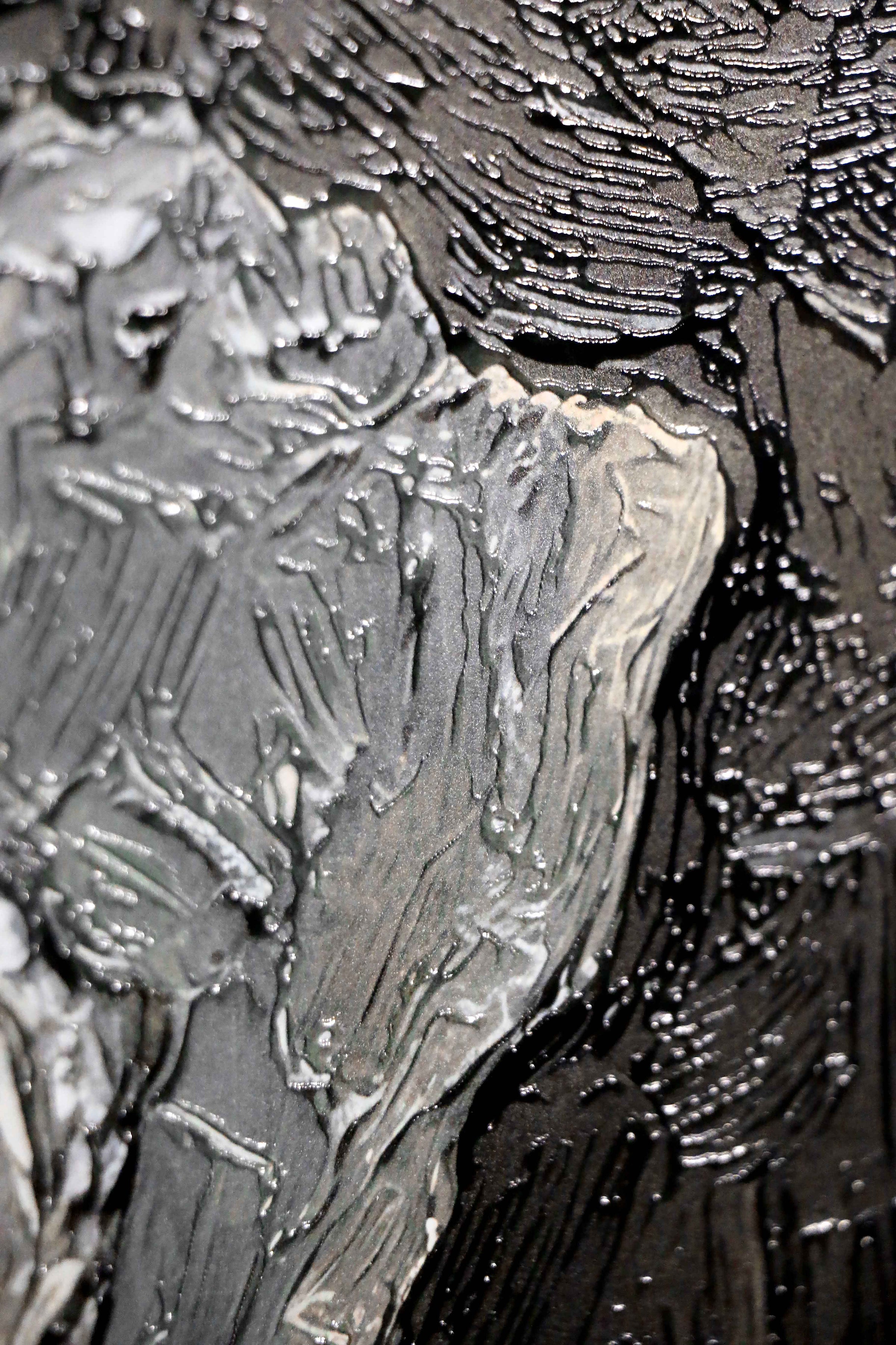 Titanium Terra Impasto — 3D Kabartmalı Premium Duvar Sanatı