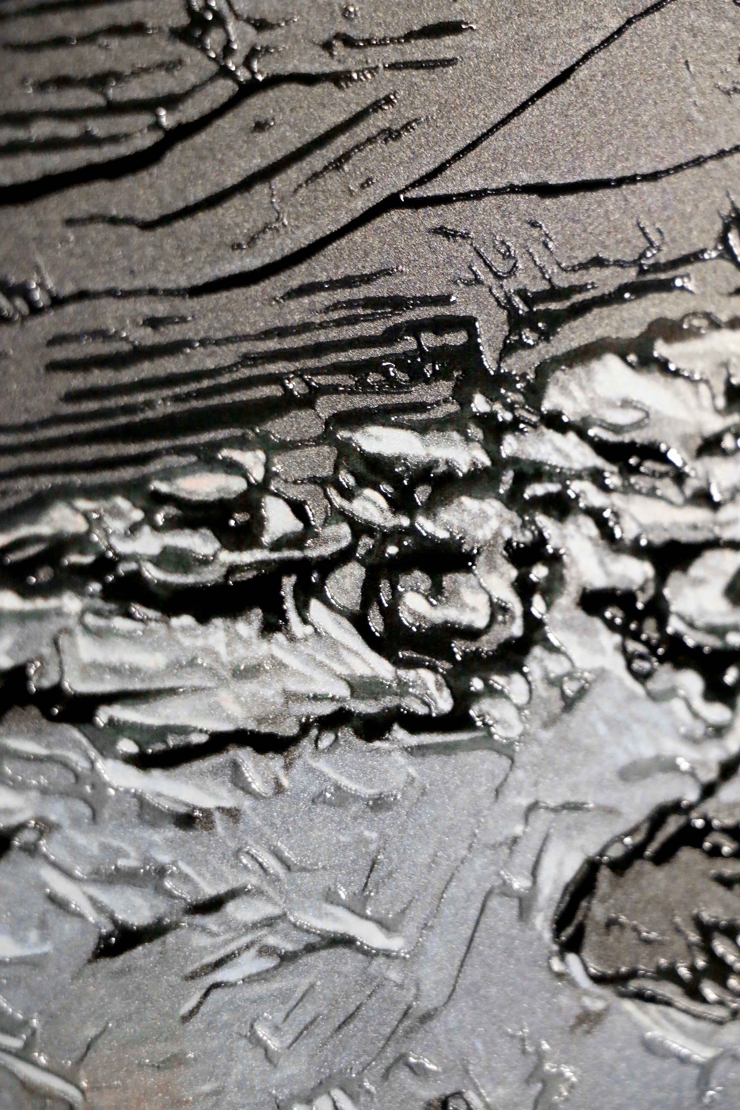 Titanium Terra Impasto — 3D Kabartmalı Premium Duvar Sanatı