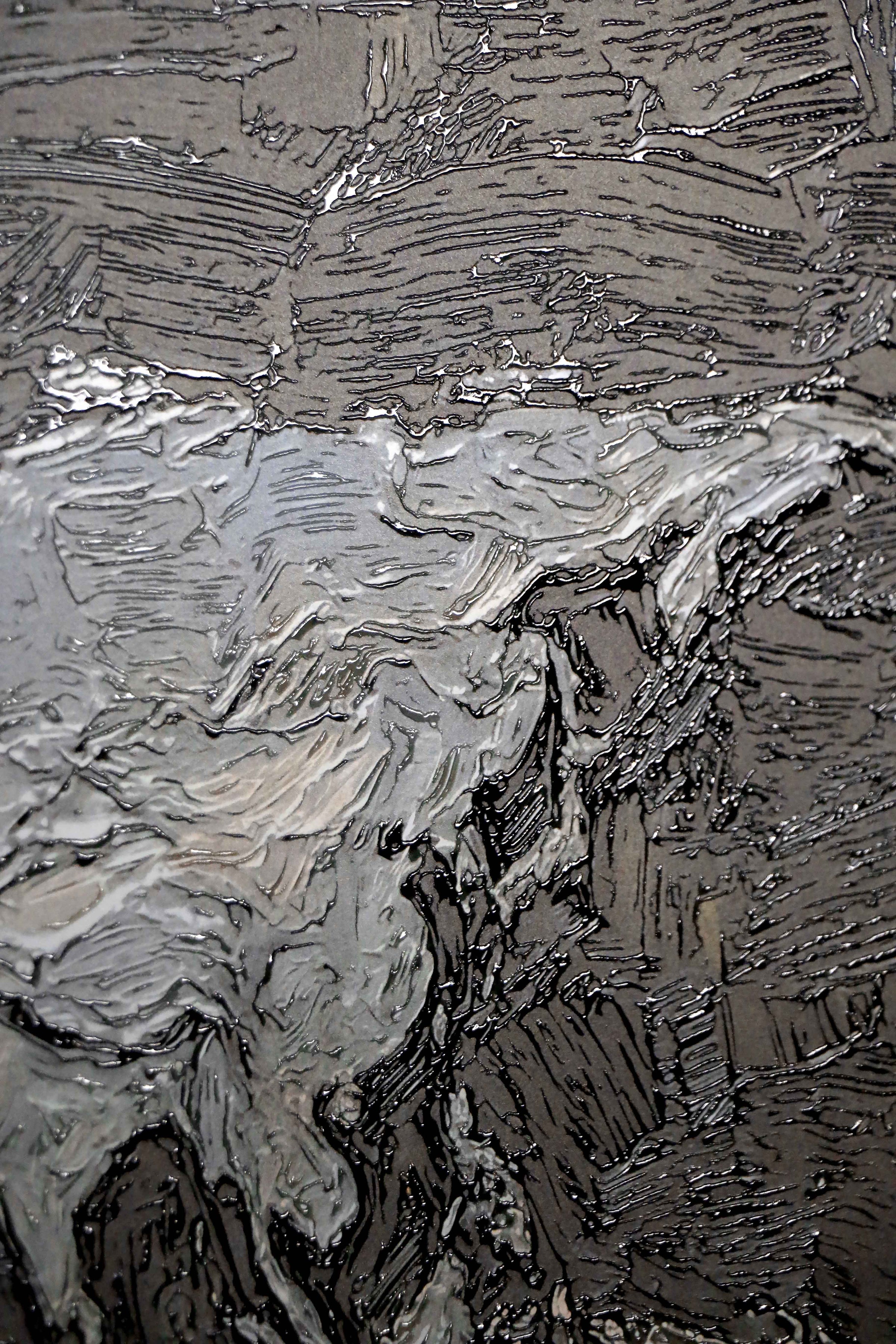 Titanium Terra Impasto — 3D Kabartmalı Premium Duvar Sanatı