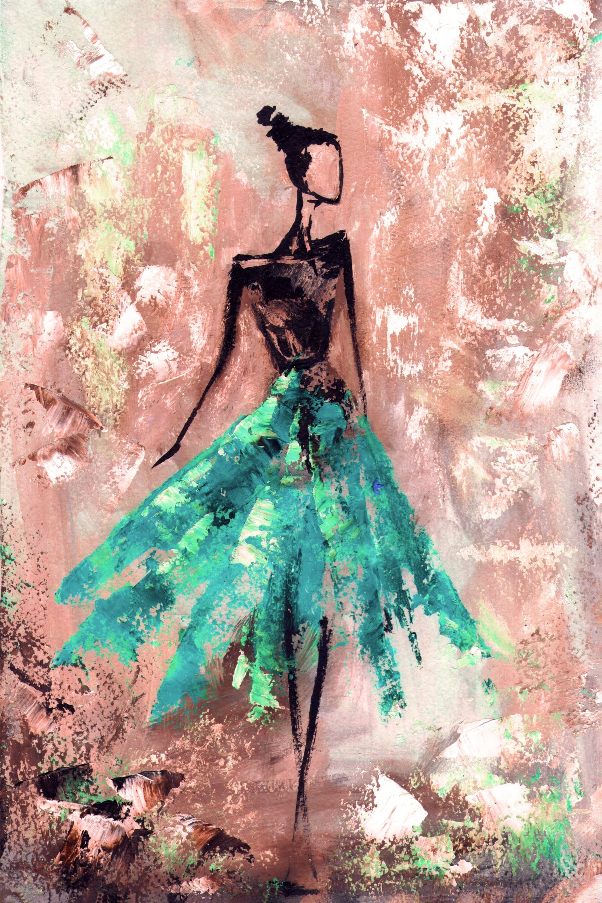 Jade Couture Muse – 3D Kabartmalı, Parlak Laklı Alüminyum Tablo