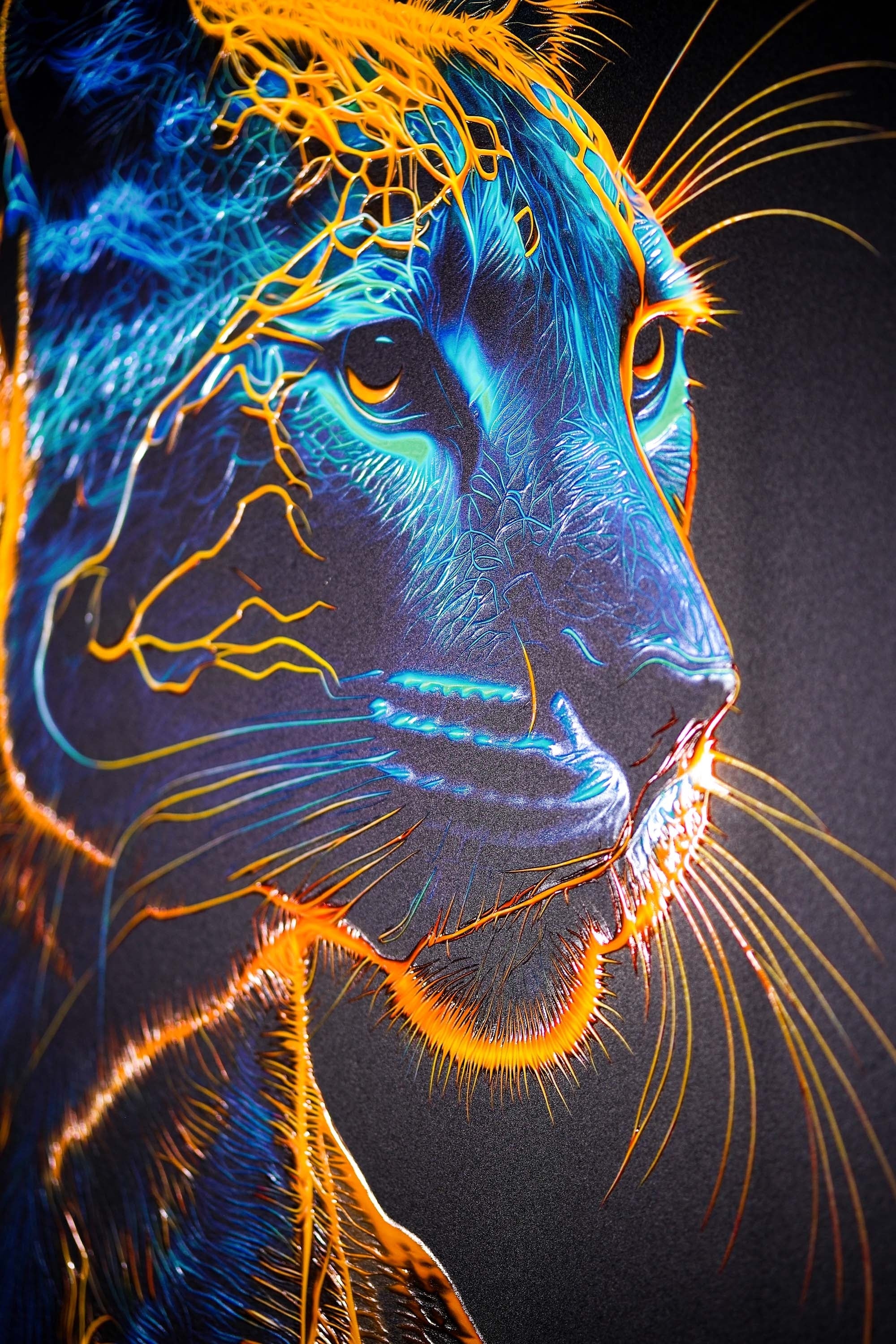 Neon Panther Pulse — 3D Kabartmalı Premium Duvar Sanatı
