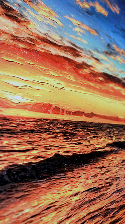 Tropic Dusk Symphony - Haptic 3D Embossed + High-Gloss Lacquer Print — 3D Kabartmalı Premium Duvar Sanatı