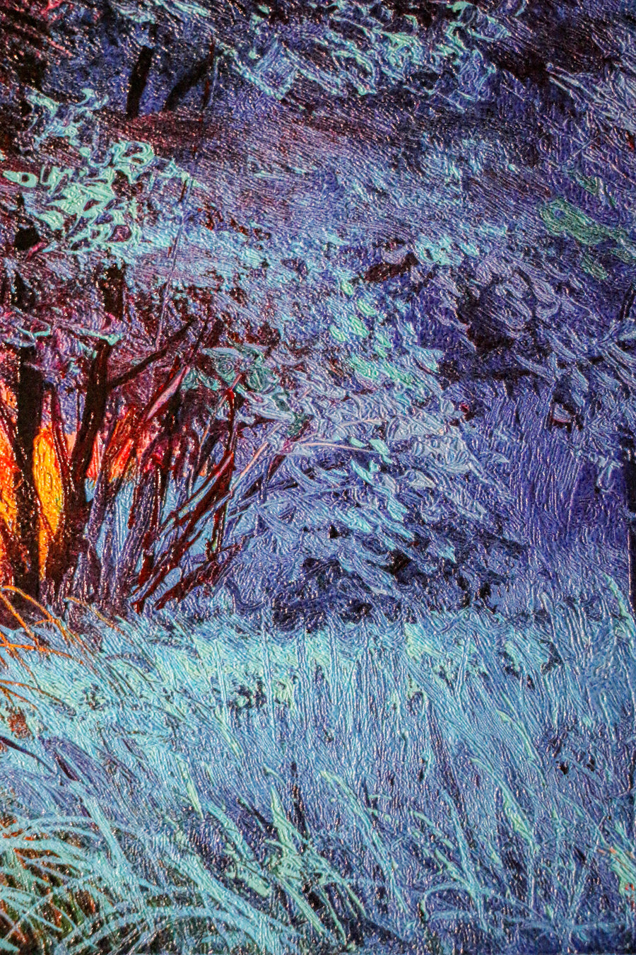 Crimson Frost Solitude — 3D Kabartmalı Premium Duvar Sanatı