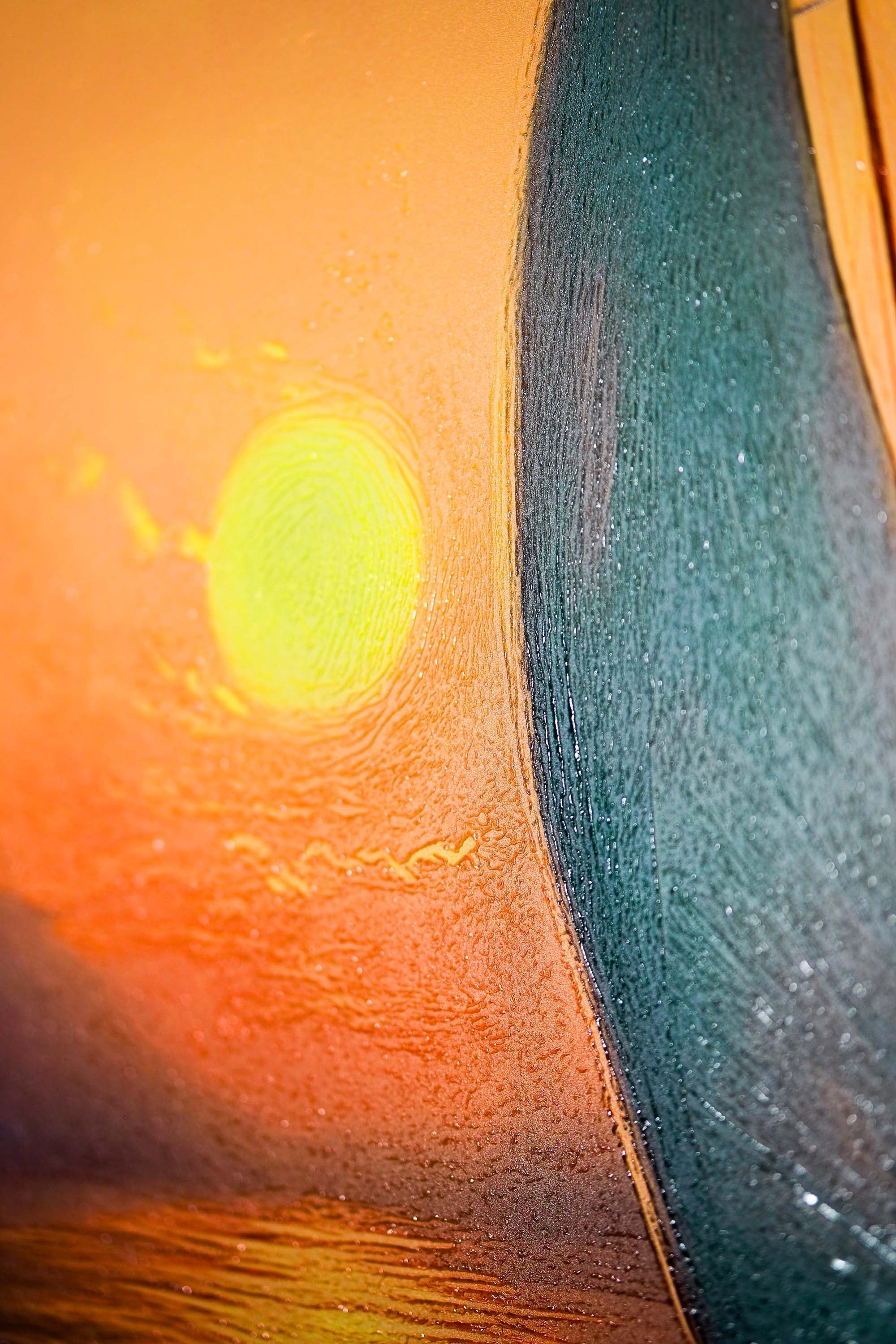 Azure Voyage: Altın Ufuk — 3D Kabartmalı ve Yüksek Parlaklıklı Premium Duvar Sanatı