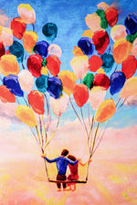 Balloon Heart Flight — 3D Kabartmalı Premium Duvar Sanatı