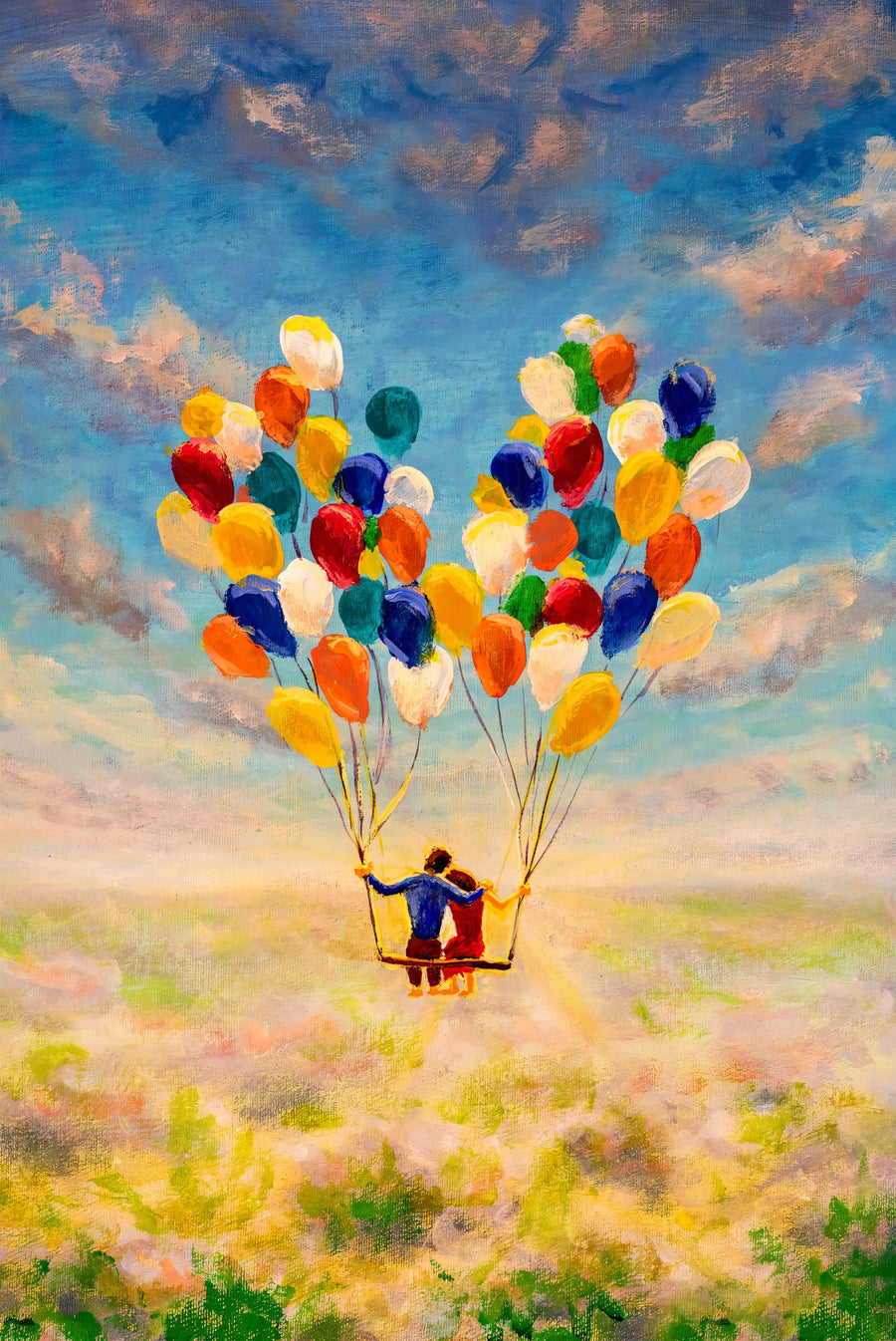 Balloon Heart Flight — 3D Kabartmalı Premium Duvar Sanatı