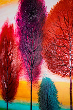 Radiant Chromatic Grove — 3D Kabartmalı Premium Duvar Sanatı