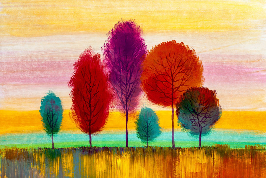 Radiant Chromatic Grove — 3D Kabartmalı Premium Duvar Sanatı