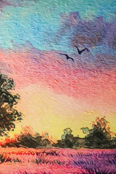 Lavender Sunset Tree — 3D Kabartmalı Premium Duvar Sanatı