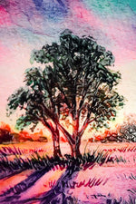 Lavender Sunset Tree — 3D Kabartmalı Premium Duvar Sanatı