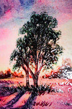 Lavender Sunset Tree — 3D Kabartmalı Premium Duvar Sanatı