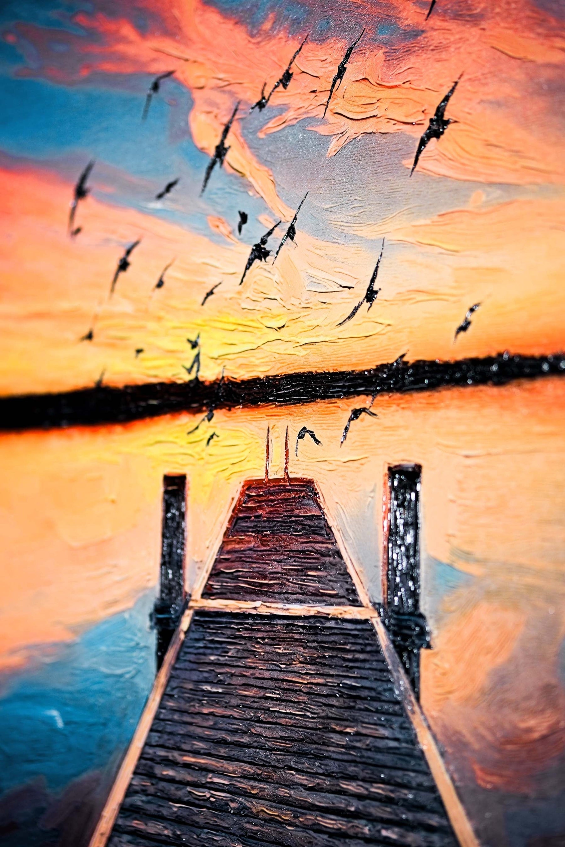 Alacakaranlık İskelesi — 3D Kabartmalı Premium Duvar Sanatı