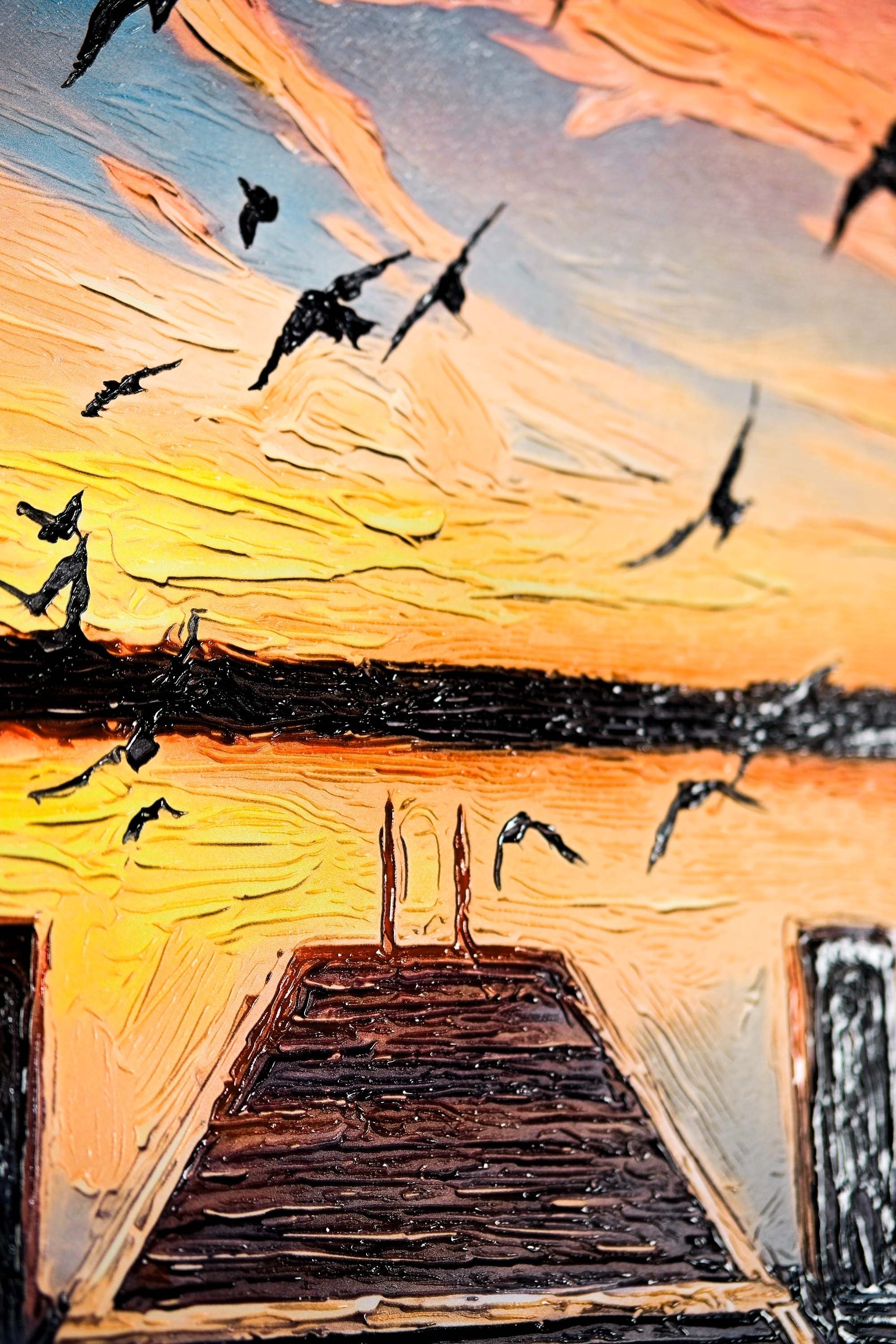 Alacakaranlık İskelesi — 3D Kabartmalı Premium Duvar Sanatı