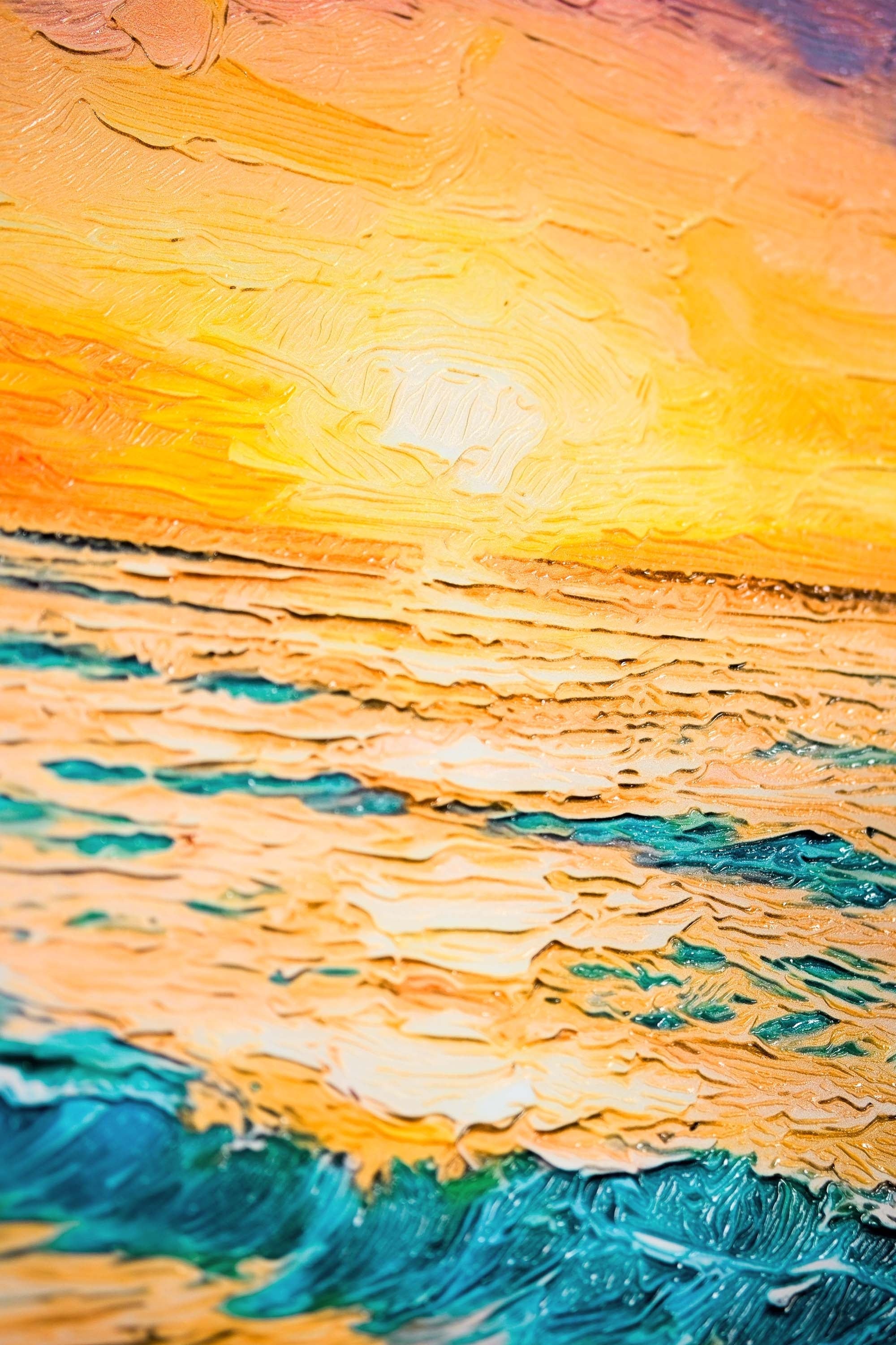 Turkuaz Kıyı Işıltısı — 3D Kabartmalı Premium Duvar Sanatı