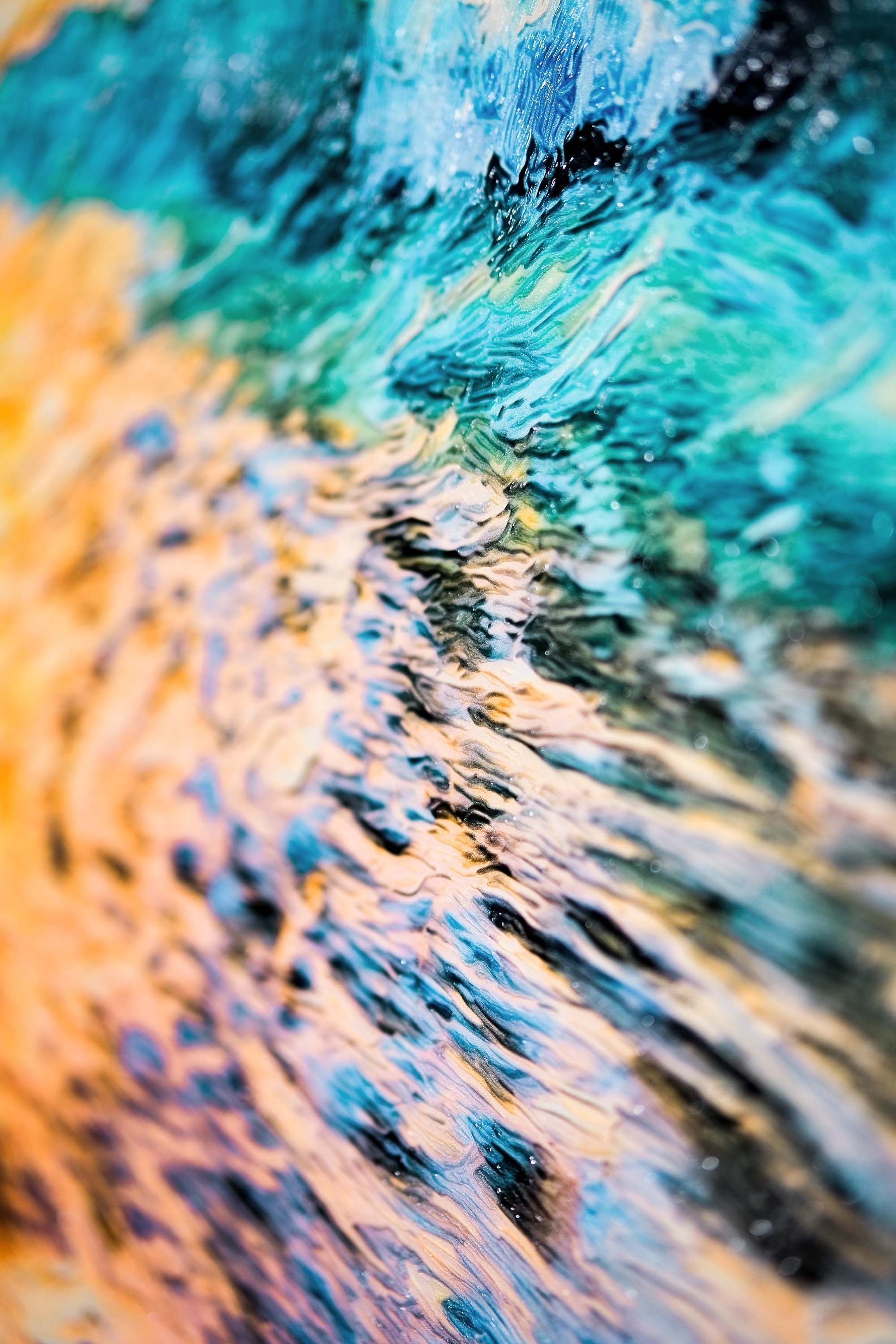 Turkuaz Kıyı Işıltısı — 3D Kabartmalı Premium Duvar Sanatı