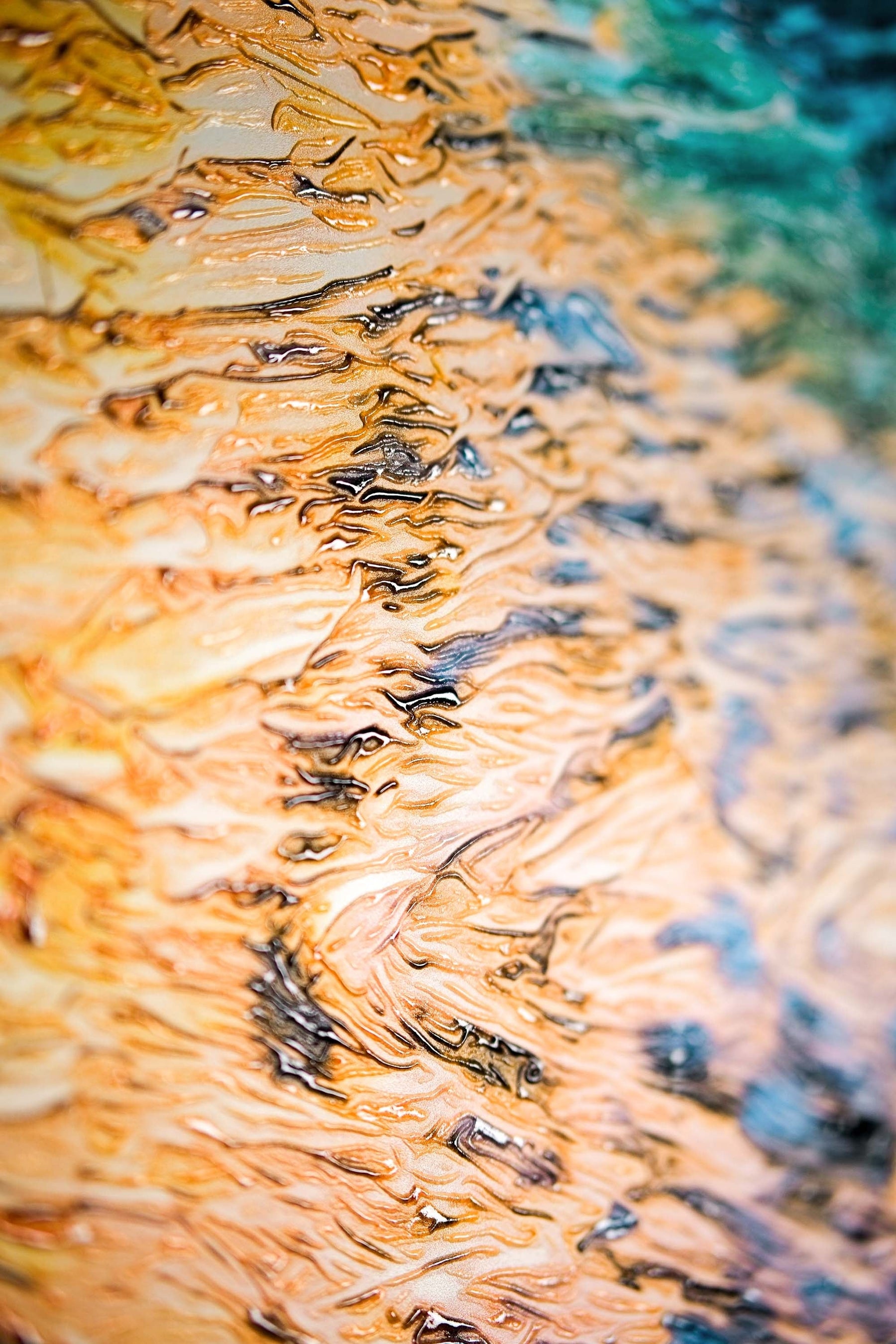 Turkuaz Kıyı Işıltısı — 3D Kabartmalı Premium Duvar Sanatı