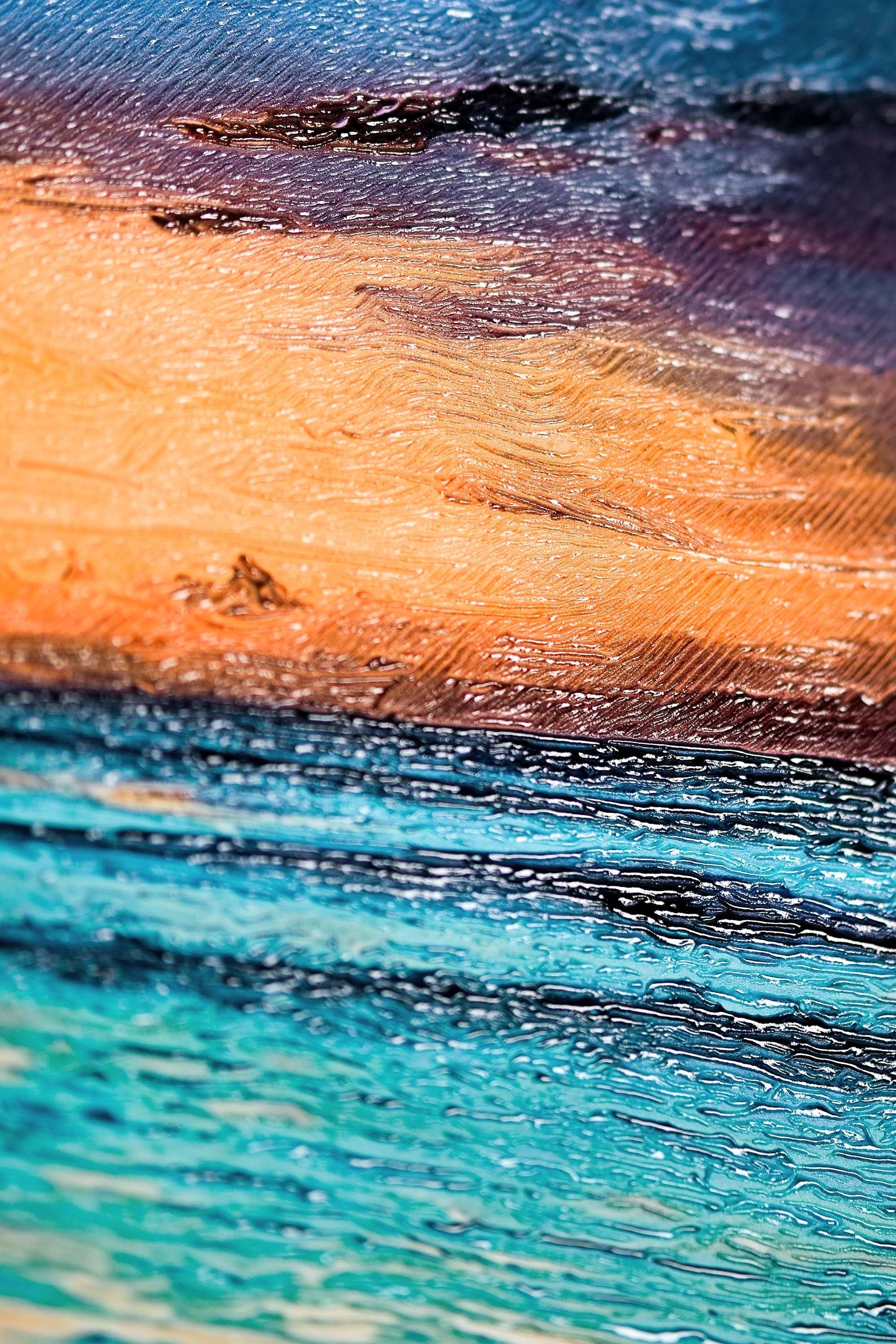 Turkuaz Kıyı Işıltısı — 3D Kabartmalı Premium Duvar Sanatı