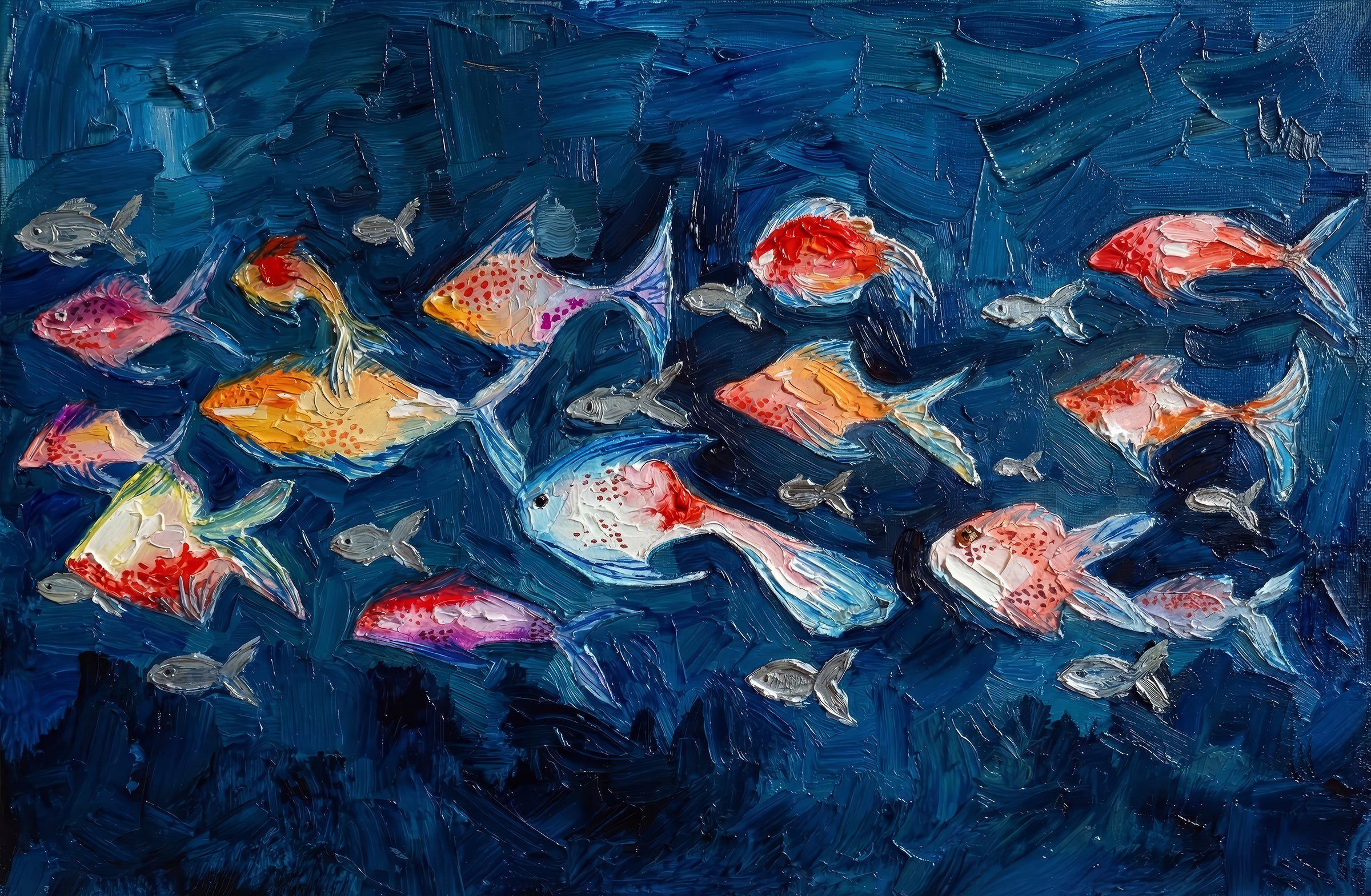 Cobalt Current Chorus — 3D Kabartmalı Premium Duvar Sanatı