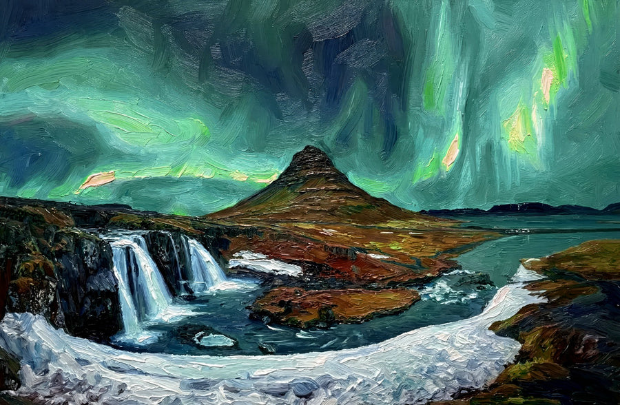 Arctic Aurora Cascade — 3D Kabartmalı Premium Duvar Sanatı