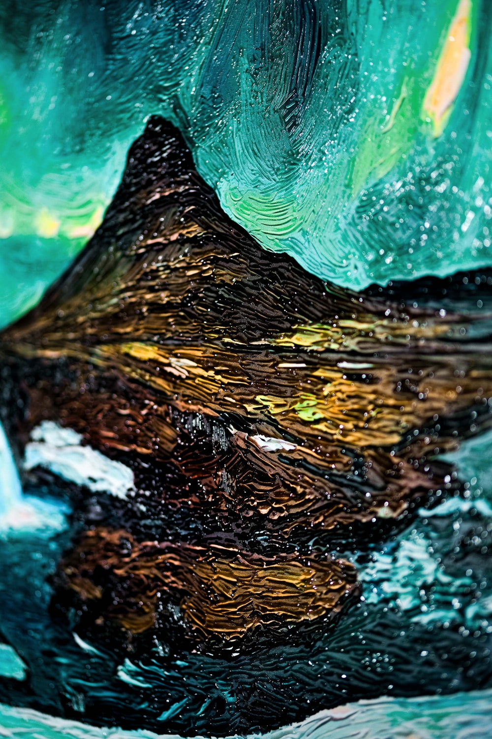 Arctic Aurora Cascade — 3D Kabartmalı Premium Duvar Sanatı