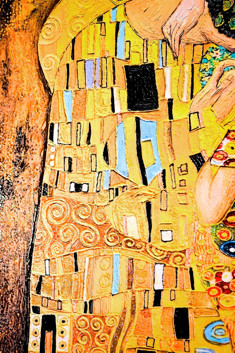 Gustav Klimt Öpücük — 3D Kabartmalı Premium Duvar Sanatı