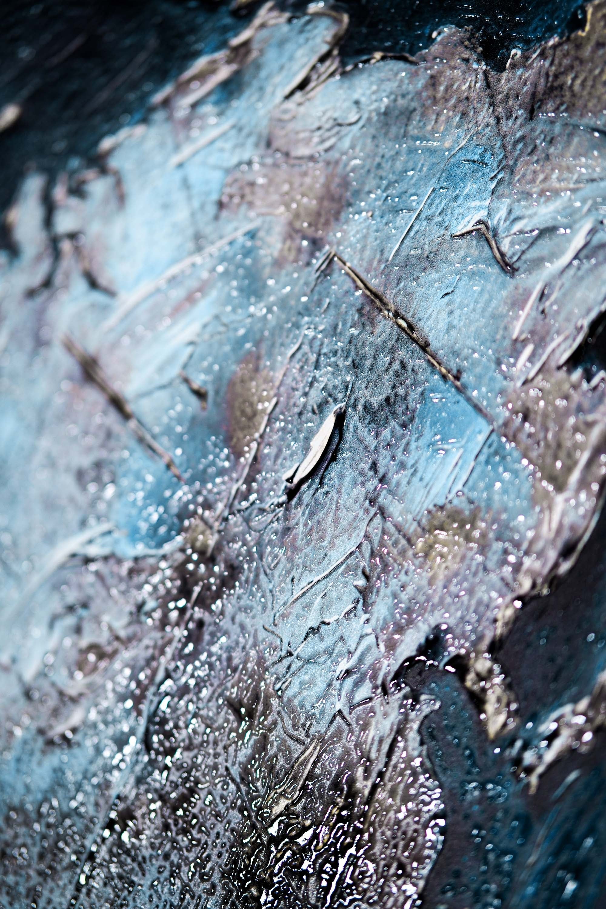 Sapphire Metallic Atlas — 3D Kabartmalı Premium Duvar Sanatı