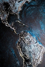 Sapphire Metallic Atlas — 3D Kabartmalı Premium Duvar Sanatı