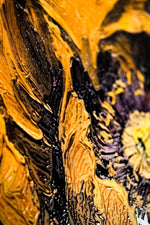 Gilded Obsidian Bloom — 3D Kabartmalı Premium Duvar Sanatı