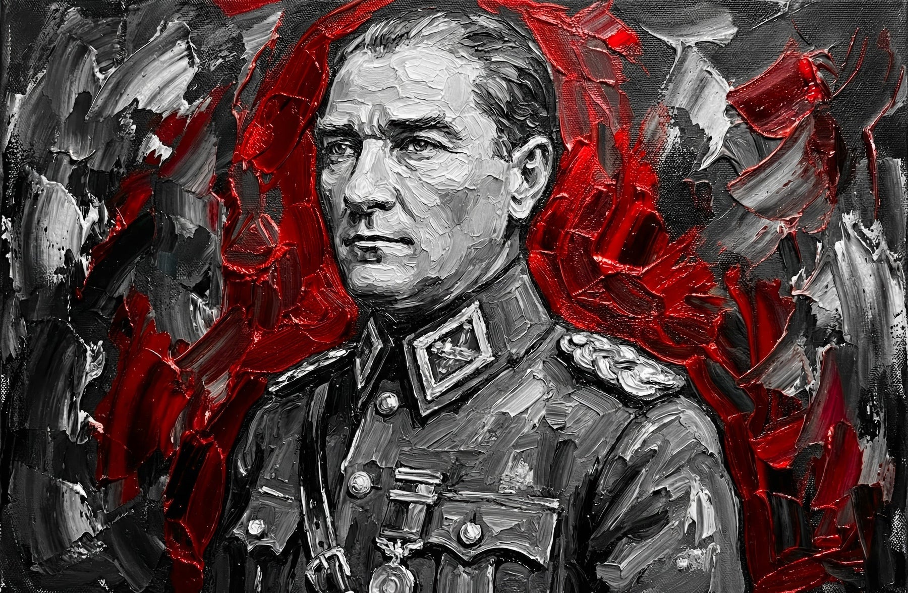 Atatürk — 3D Kabartmalı Premium Duvar Sanatı